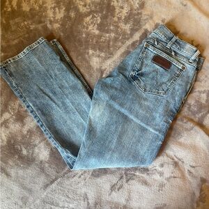 Wrangler Men Light Acid Wsh Denim Jeans 32x32 Slim Boot Country Workwear Western